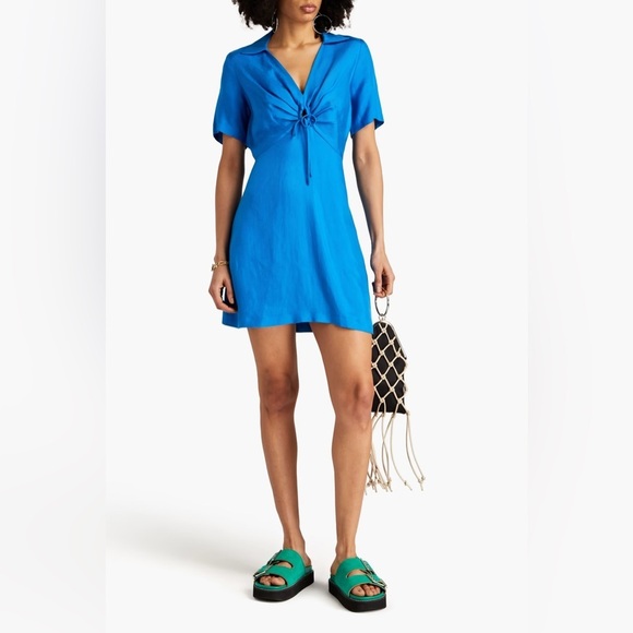 Sandro Linen Blend Blue Dress with front cutout